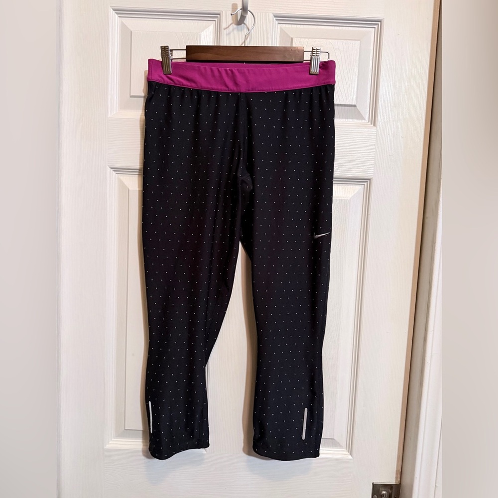 Nike Black and Pink Cropped Leggings